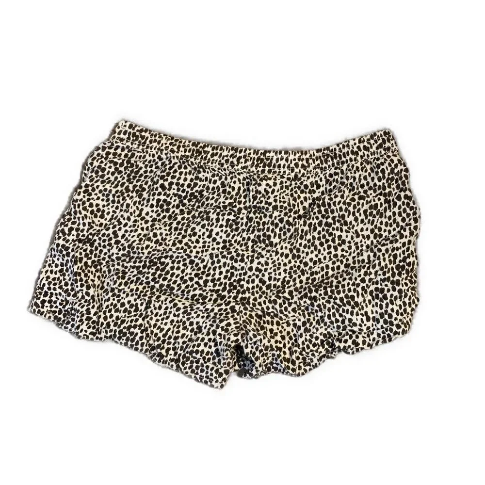 Old Navy Girls Black White Leopard Print Drawstring Casual Shorts 14 XL Rayon